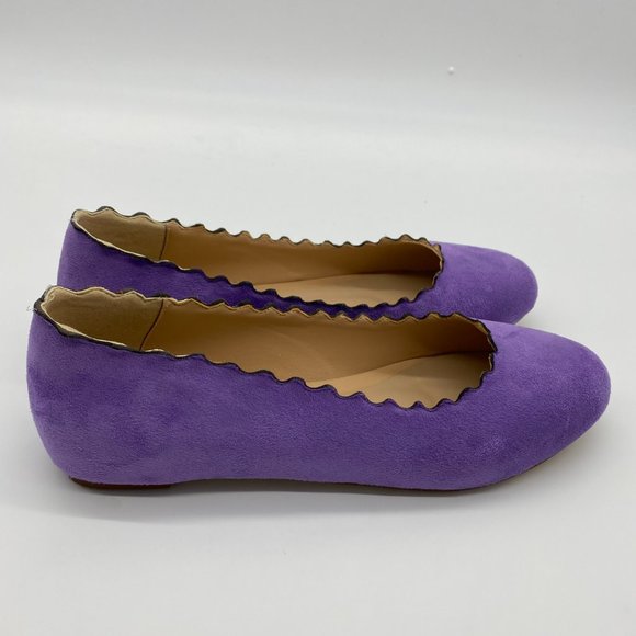 NEW Purple Scalloped Ballet Flats - Slip-On - Picture 6 of 10